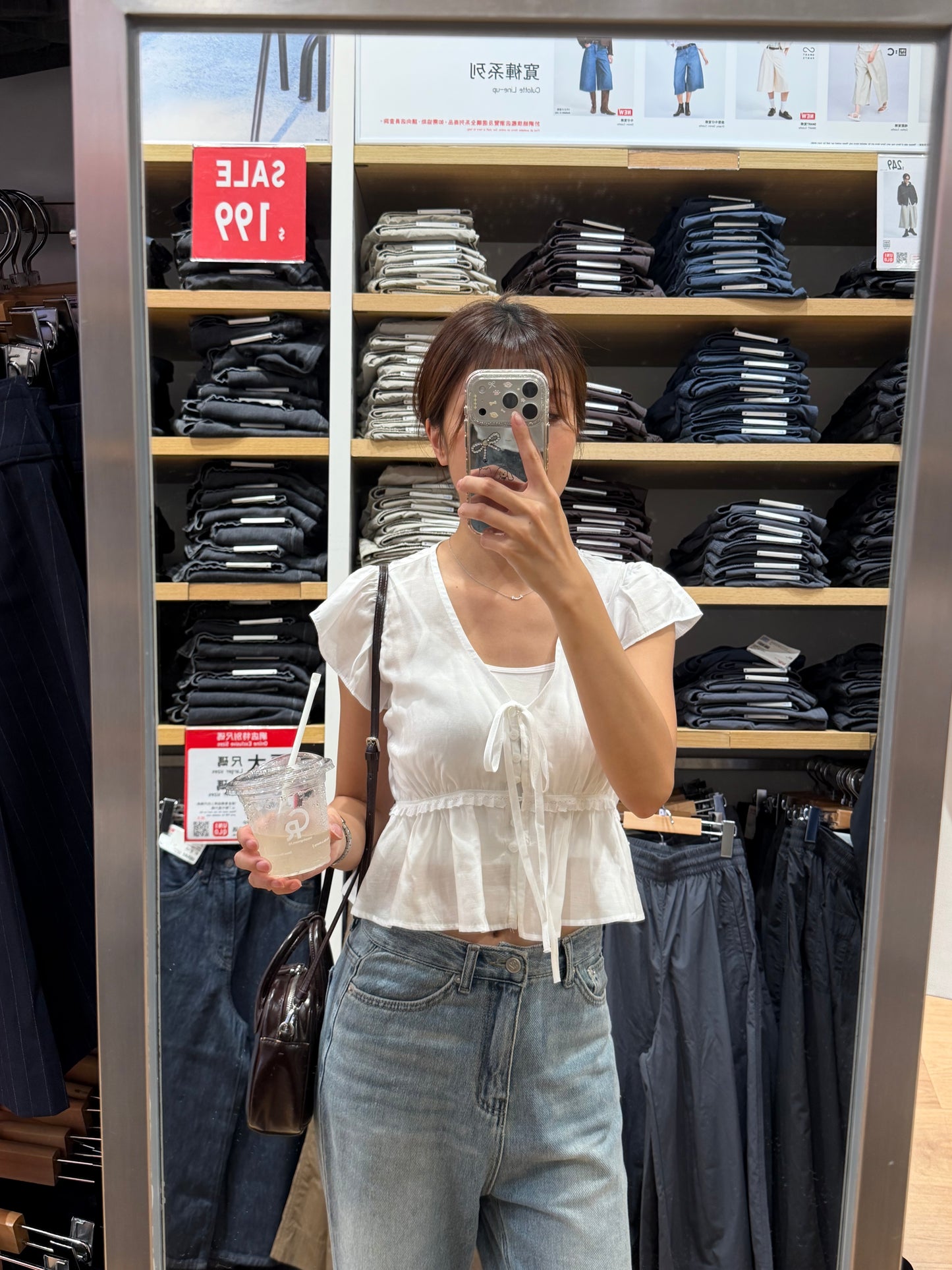 小飛袖綁帶上衣