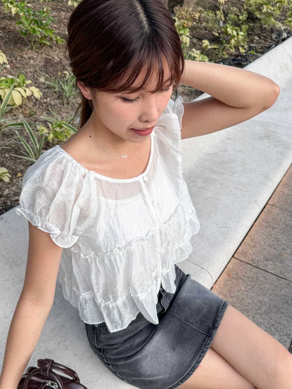 韓系女孩 格紋寬鬆上衣