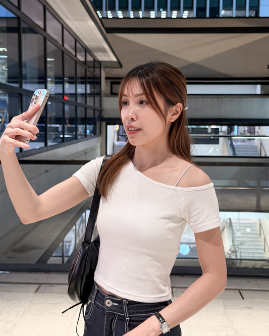 日常百搭斜肩top